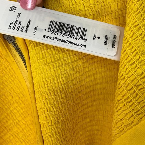 Alice + Olivia Women's Rue Godet Maxi Dress Ruffled Yellow Sz 4 - Picture 7 of 10